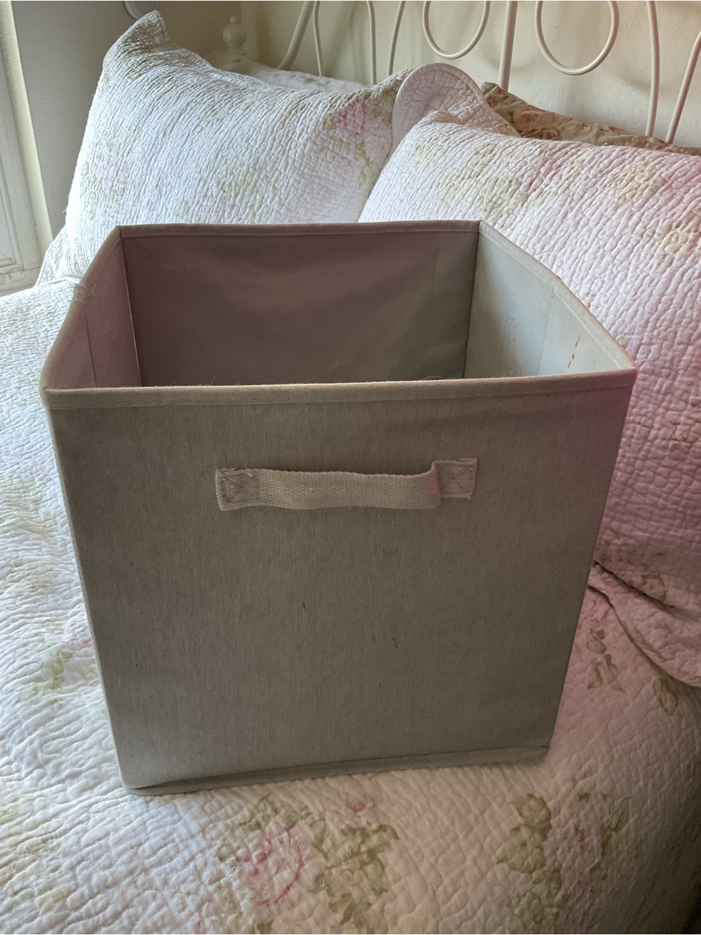 Neutral Fabric Storage Cube - Light Taupe